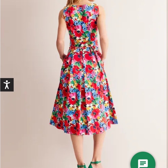 Boden Sleeveless Pleat Midi Dress Multi Wild Poppy Floral 6R US - Picture 2 of 6